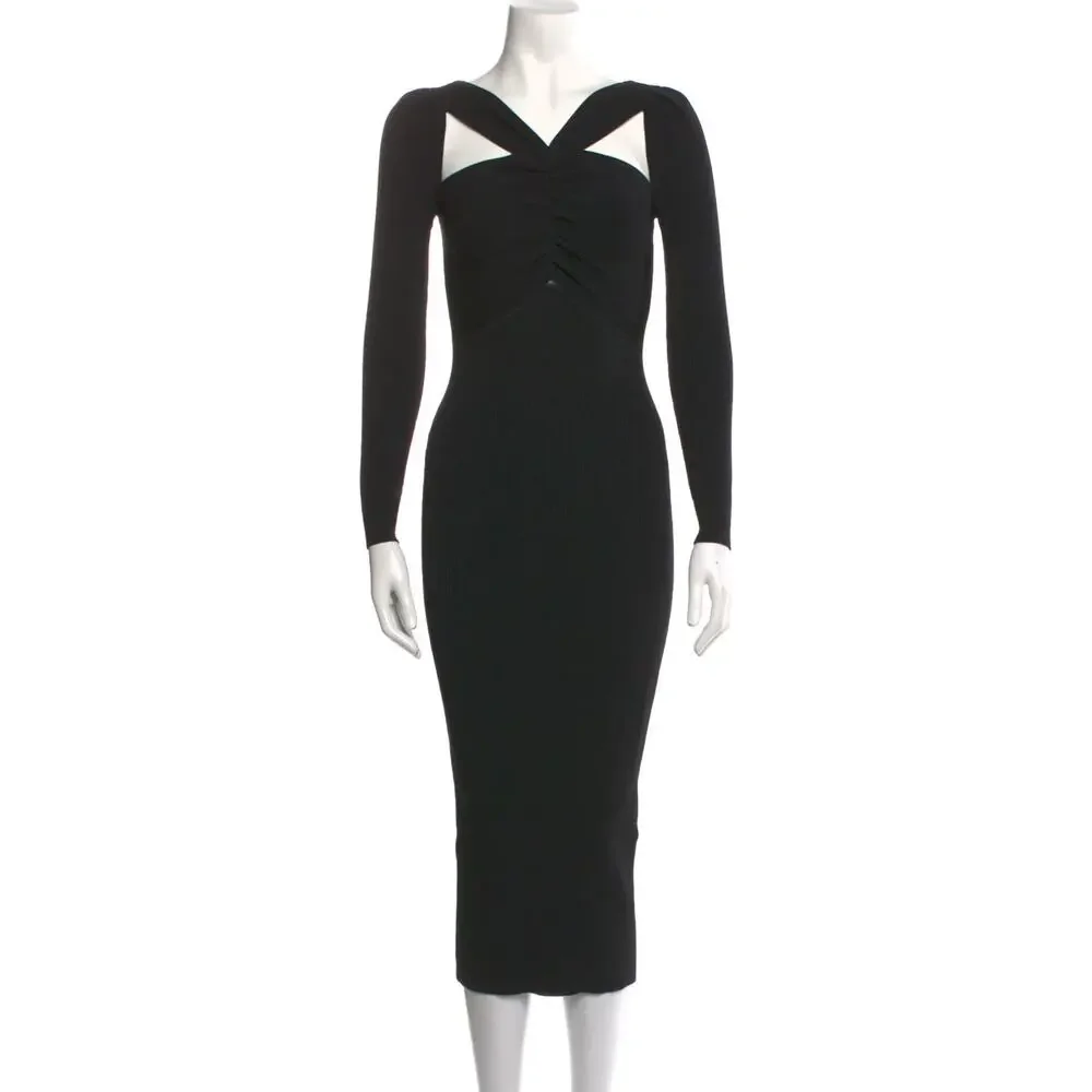 Self Portrait Black Knit Midi Length Dress - Picture 3 of 5